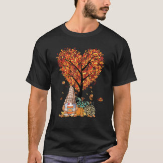 Cute Gnome Happy thanksgiving Höst löv Pumpkin T Shirt