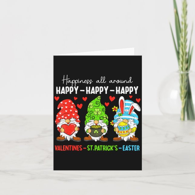 Cute Gnome Happy Valentines St Patricks Easter Hol Kort (Framsida)