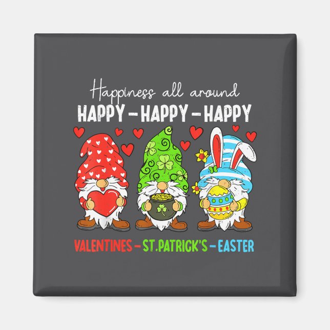 Cute Gnome Happy Valentines St Patricks Easter Hol Magnet (Framsidan)
