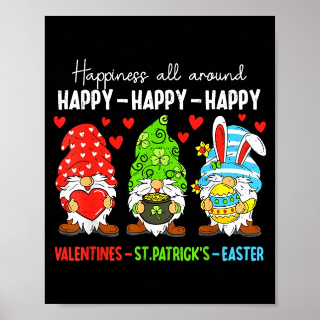 Cute Gnome Happy Valentines St Patricks Easter Hol Poster (Framsidan)