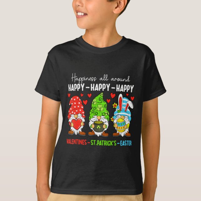 Cute Gnome Happy Valentines St Patricks Easter Hol T Shirt (Framsida)