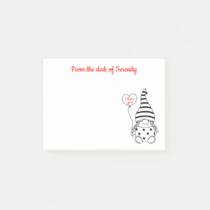 Cute Gnome Heart Kärlek Fairy Garden Gnomes Post-it Block