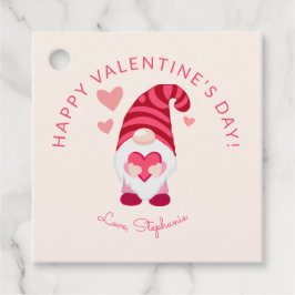 Cute Gnome Holding a Heart Valentine Day Gåvor Etiketter