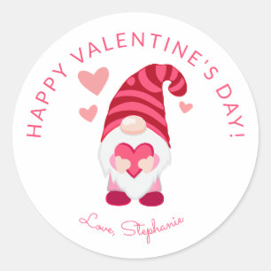 Cute Gnome Holding a Heart Valentine Day Runt Klistermärke
