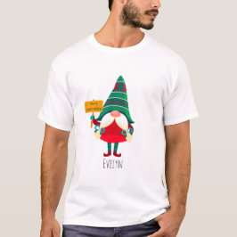 Cute Gnome Holding Placard med Hälsning T Shirt