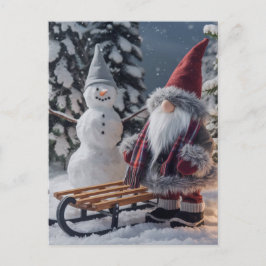 Cute gnome i julkläder med slam vykort