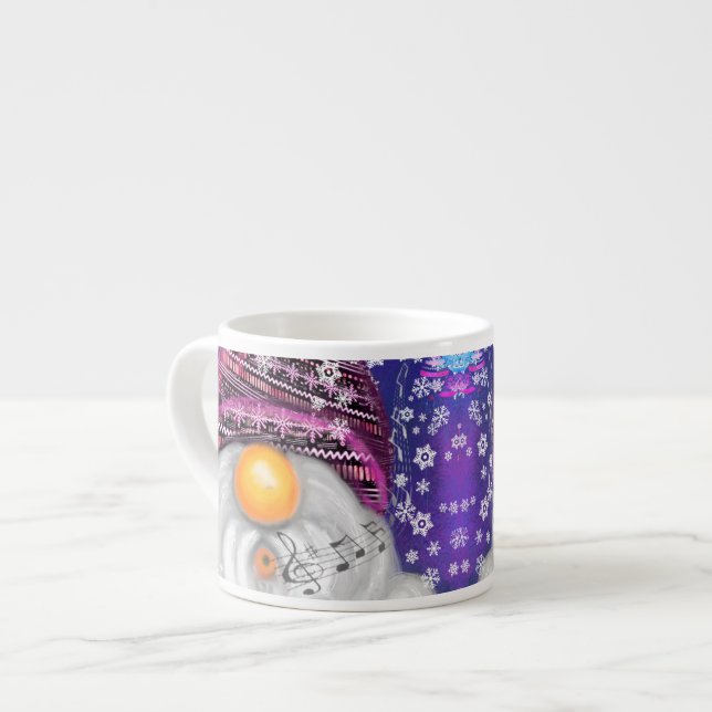 Cute Gnome i Lila Hat-Sjungorna Sång i jul Espressomugg (Framsida vänster)