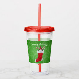 Cute Gnome i Red jul Stocking Grönt Swirls Take Away Mugg