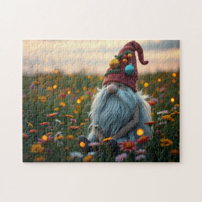 Cute Gnome in the wildflowers Pussel (Horisontell)