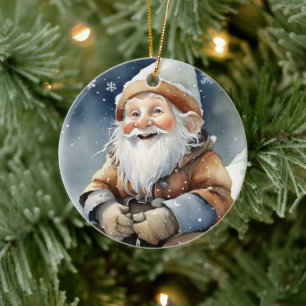 Cute Gnome in Winter Snö Julgransprydnad Keramik