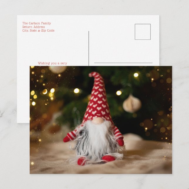 Cute Gnome-jul Helg Vykort (Fram/baksida)