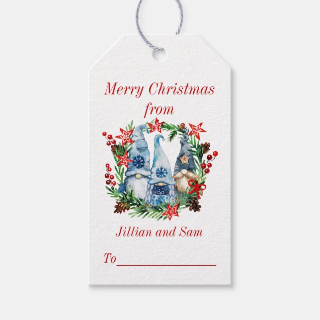 Cute Gnome-jul Presentetikett (Framsidan)