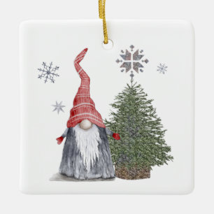 Cute Gnome Julgran Namn Glad helg Julgransprydnad Keramik