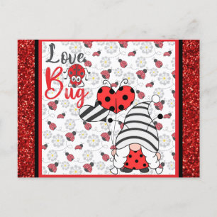 Cute Gnome Kärlek Kryp Ladybug Valentines day Vykort