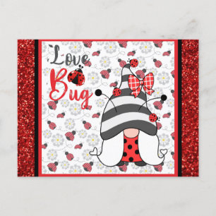 Cute Gnome Kärlek Kryp Ladybug Valentines day Vykort