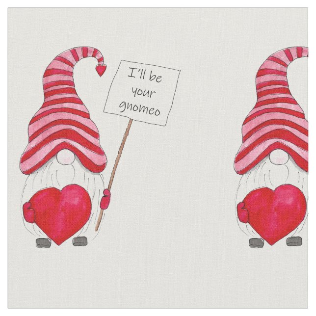 Cute Gnome Kärlek Valentine Tyg (Närbild)
