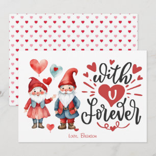 Cute Gnome-kort för "Med U Forever" - Valentineser Anteckningskort