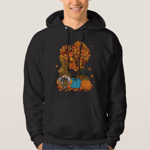 Cute Gnome Leopard Pumpkin Träd Lämnar höst än Hoodie