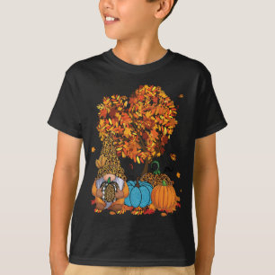 Cute Gnome Leopard Pumpkin Träd Lämnar höst än T Shirt