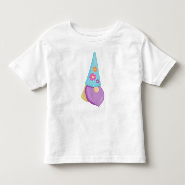 Cute Gnome, Little Gnome, Garden Gnome, Flowers T Shirt (Framsida)