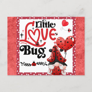 Cute Gnome Little Kärlek Kryp Ladybug Valentines d Vykort