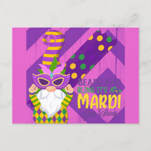 Cute Gnome Mardi Gras Pärlor Bling Vykort