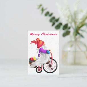 Cute Gnome med Bike-julkort Anteckningskort