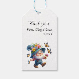 Cute Gnome med Butterfly Baby Shower Gift-Märkre Presentetikett