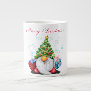 Cute Gnome med Julgran Hat och Gift Jumbo Mugg