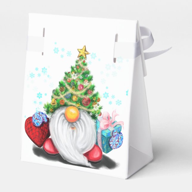 Cute Gnome med Julgran Hat och Gift - Presentaskar (Baksidan Sidan)