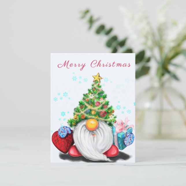 Cute Gnome med Julgran Hat och Gift - Roligt (Stående Fram)