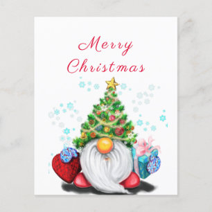 Cute Gnome med Julgran Hat och Gift - Roligt Flygblad