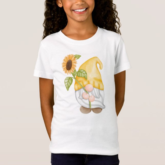 Cute Gnome med Solros T-Shirt (Framsida)
