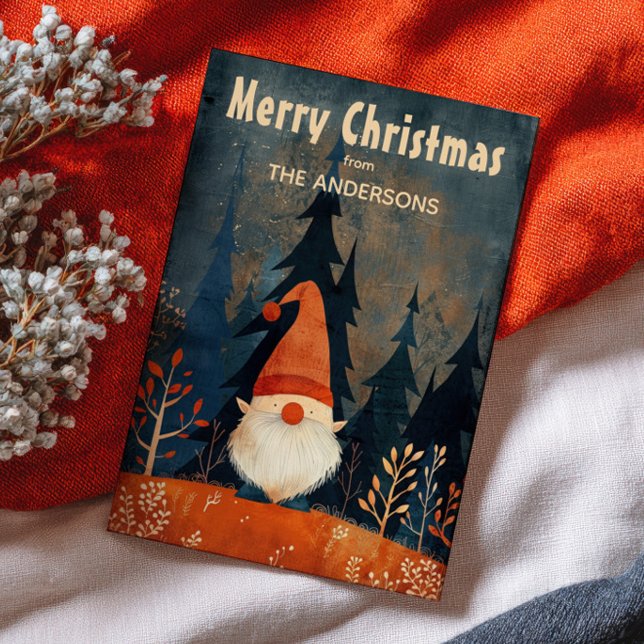 Cute Gnome Nordic Art Merry Christmas Whimsical  Julkort (Skapare uppladdad)