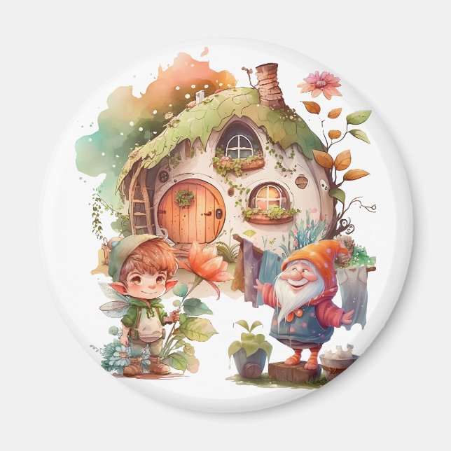 Cute Gnome och Little Fairy Magnet (Framsidan)
