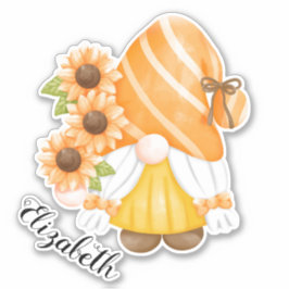 Cute Gnome och Sunblommor Sticker Klistermärken