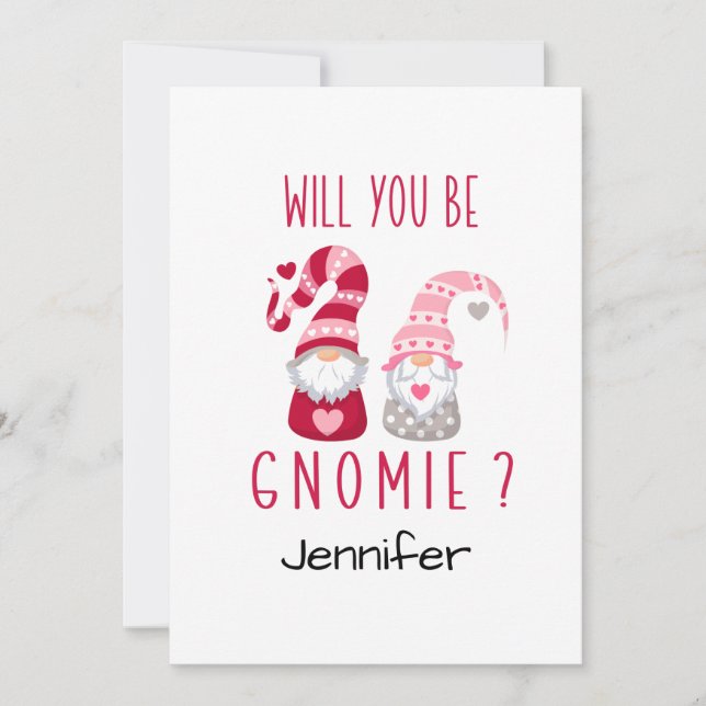 Cute Gnome Personlig Romanitic Valentine Julkort (Framsida)