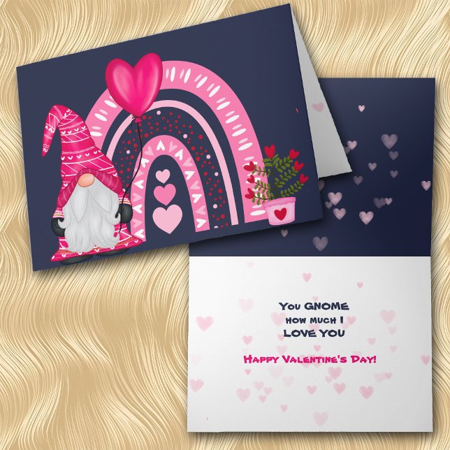 Cute Gnome Rainbow Valentine Card Helgkort (Skapare uppladdad)