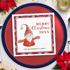 Cute Gnome Rustic Personlig God jul Pappersservett