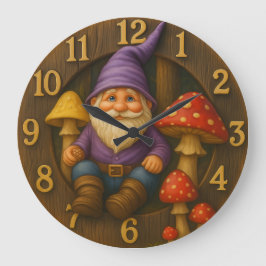 Cute gnome rustic style mushroom forest clock stor klocka