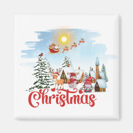 Cute Gnome, Snögubbe firar jul-Helgdag Magnet