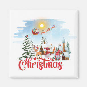 Cute Gnome, Snögubbe firar jul-Helgdag Magnet