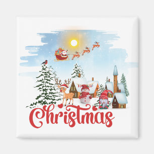 Cute Gnome, Snögubbe firar jul-Helgdag Magnet