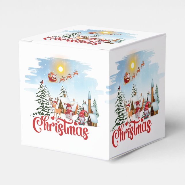 Cute Gnome, Snögubbe firar jul-Helgdag Presentaskar (Framsidan Sidan)