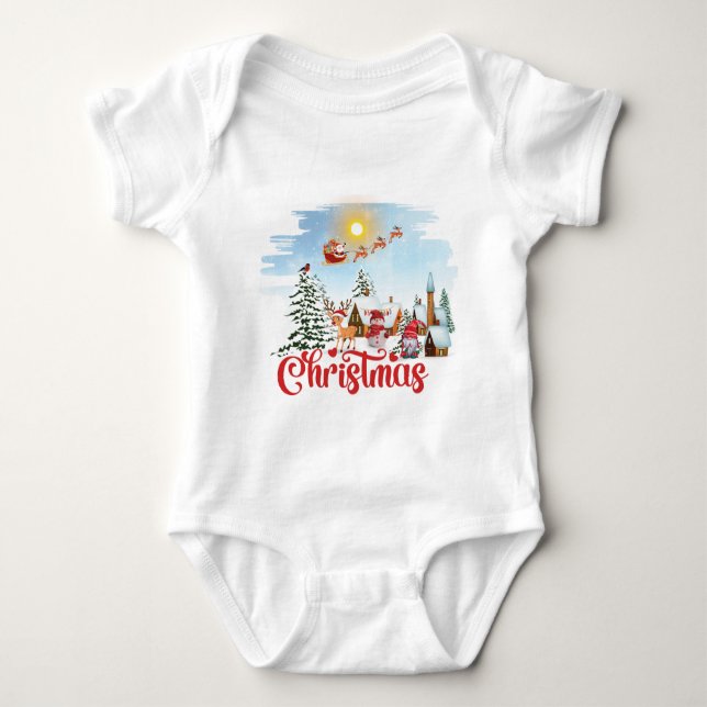 Cute Gnome, Snögubbe firar jul-Helgdag T Shirt (Framsida)