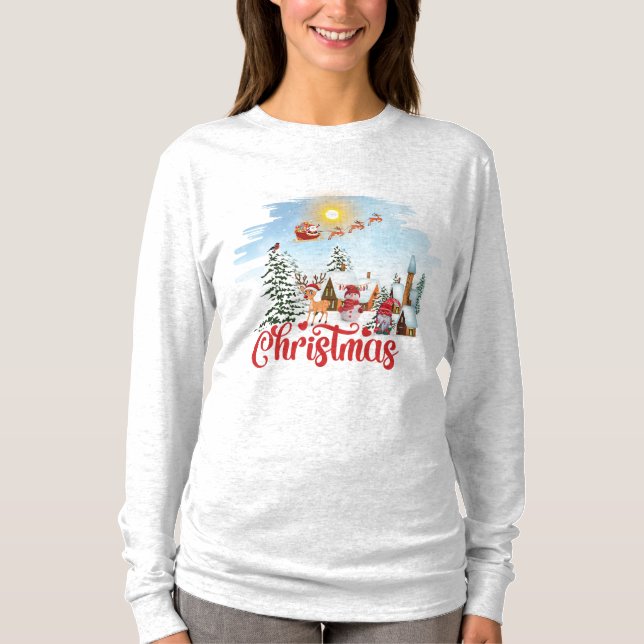 Cute Gnome, Snögubbe firar jul-Helgdag T Shirt (Framsida)