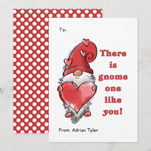 Cute Gnome som du Classroom Valentines day Julkort