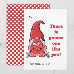 Cute Gnome som du Classroom Valentines day Julkort