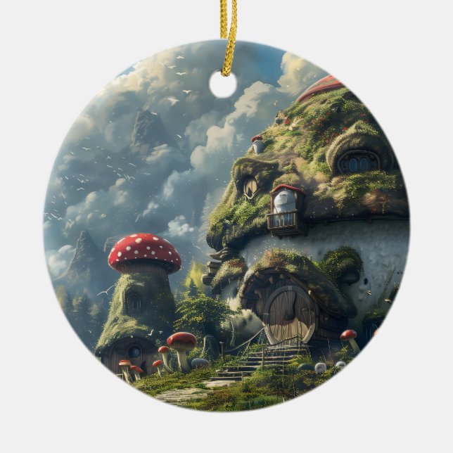 Cute gnome, svamphus julgransprydnad keramik (Framsidan)