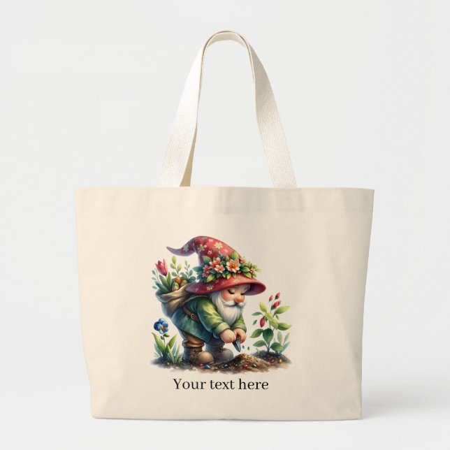 Cute gnome-trädgårdsälskare Stora Jumbo Tygkasse (Framsidan)